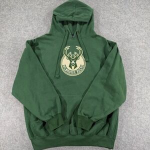 NBA Exclusive Collection Milwaukee Bucks Hoodie Green Mens M Embroidered Logo